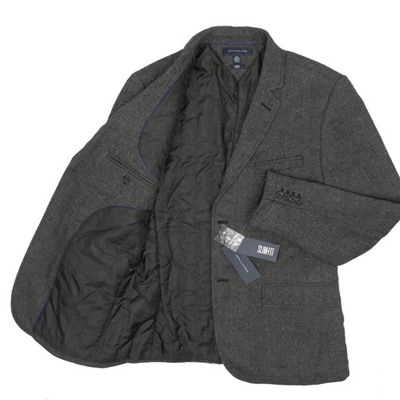 NEW Tommy Hilfiger Sportcoat Blazer! Gray Herringbone Tweed Light Poly Insulated - Picture 3 of 3